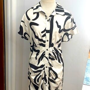 Extra large black and cream midi dress